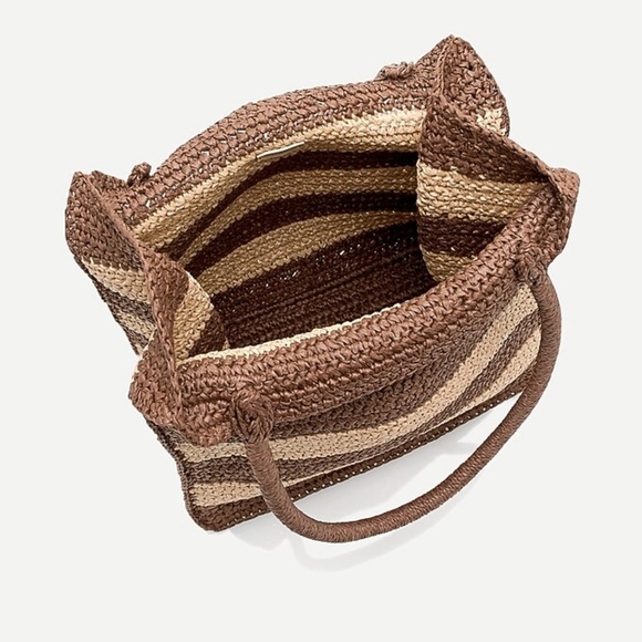 J.Crew NWOT straw shopper tote in stripe Top Rated AZ139 - Picture 7 of 8